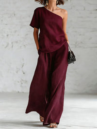 Fashion Top And Wide-leg Pants Casual Set