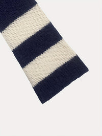 Crew-neck Contrast-striped Loose-fit Casual Chic Versatile Knit Pullover