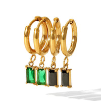 Hanging Zirconium Colored Stone Earrings