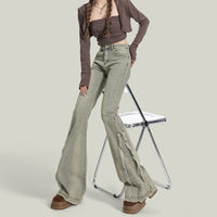 Retro High-Waist Flared Denim Jeans For Women