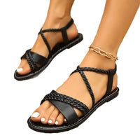 Women's Summer Elastic Band Slip-on Comfortable Lightweight Roman Flat Sandals
