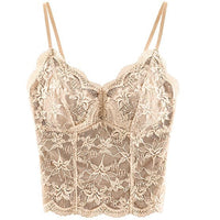 French-style Demure Lace-lined Velvet Camisole For Women