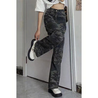 Spring Camouflage Jeans That Lengthen The Legs Fashionable High Waist