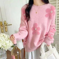 Women's Korean-style Flower Round Neck Sweater