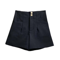 Women's Solid Color Simple Black Elastic Shorts