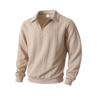 Men's Fashion Jacquard Lapel Long Sleeve Sweater