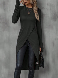 Women's Crew-Neck, Slim-Fit, Figure-Hugging Drapey T-Shirt