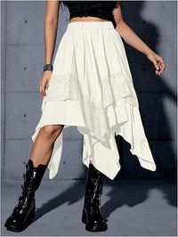 Renaissance-style Pleated Half-skirt With Asymmetrical Pointed Hem Ethereal And Fairy-like
