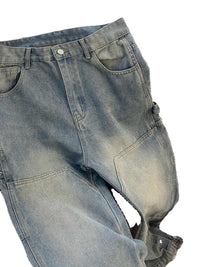 Split Breasted Jeans Men's Ins Trendy Straight Slightly Pull