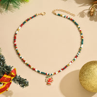 Women's Jewelry Colorful Beaded Santa Claus Garland Christmas Tree Necklace Holiday Accessories