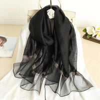 Women's Wool Silk Embroidery Gradient Scarf Sunscreen Shawl