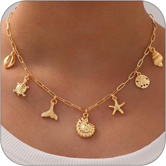 Fashion Shell Sun Starfish Summer Beach Necklace Simple Niche Wear Women