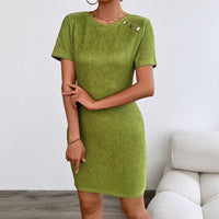 Womens Fashionable Round-Neck Sexy Slim-Fit Sheath Dress
