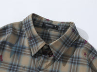 Gradient Short Sleeve Plaid Shirt Men