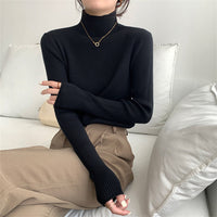 Half-high Collar Inner Match Women's Slimming And Warm Knitted Top