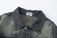 Washed And Worn Denim Clothes Jacket Men's Punk