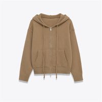 Women's Zipper Knit Hooded Sweatshirt