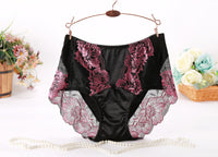 Women's Ice Silk Mid-high Waist Sexy Lace Underwear