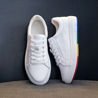 Women's Casual Sports Versatile Head Layer Cowhide Rainbow Bottom Running Shoes