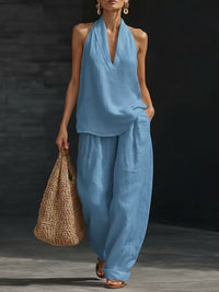 Casual Wide-Leg Pants Two-Piece Set Fashionable Trendy Style