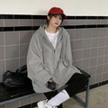 Womens Loose Korean-Style Hooded Sweatshirt Top