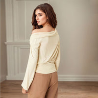 Autumn And Winter Outfit Small Design Sense Pleated Waist Single Shoulder Short Top Women