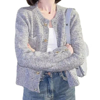 Women's solid color versatile button loose jacket