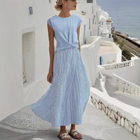 New Style Ruched Womens Figure-flattering Crew-neck Dress