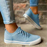 Casual Single Shoes Women European And American Flat Mesh Sports Flying Knitting