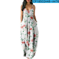 Women's Fashionable Printed Sleeveless Pocket Dress