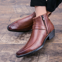 Men's Casual Personality Korean High Top Martin Leather Shoes