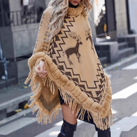 Pullover Tassel Christmas Shawl Sweater Cloak
