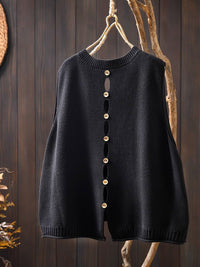 Back Buttoned Cotton Thread Knitted Vest Women