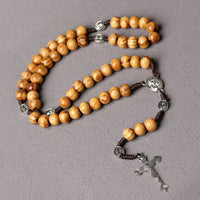 Natural Wood Beads Handmade Cross Pendant