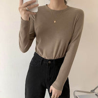 Double-sided Dralon Bottoming Shirt Women's Underwear Crew Neck Long-sleeved T-shirt