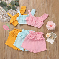 Infant Children's Solid Color Sling Girl Baby Suit