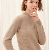 Thick, High-neck Cashmere Sweater For Women, Pure Cashmere Pullover Base Layer Knit Sweater