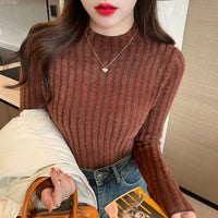 High-grade Fleece-lined Half-high Collar Knitted Bottoming Shirt Inner Wear Sweater