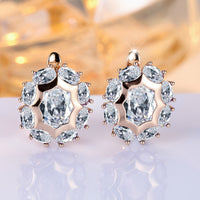 Egg Shaped Colored Zircon Polygonal Ear Buckle