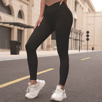 Seamless Cross V Waist Peach Hip Yoga Pants Fitness