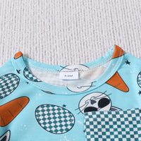 Rabbit Carrot Printed Plaid Pocket Short Sleeve