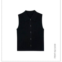 Shirt Collar Knitted Vest For Women New Autumn And Winter Base