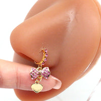 Heart-shaped Nose Ring With Five-star Butterfly Leaves
