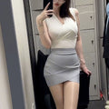 Knitte Sexy Korean-style Figure-hugging High-stretch Bandage Bodycon Skirt