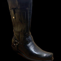 Embroidered Knight High-Heel Leather Mens Boots