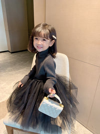 New Girls' Western Style Stitching Sweater Dress