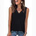 V-neck Casual Loose-fit Sleeveless Shirt