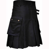 Festival Men's Solid Color Pocket Pleated Skirt