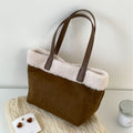 Retro Plush Turned-Over Hem Patchwork Suede Bag