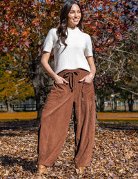 Women's Corduroy Loose-fit Wide-leg Pants